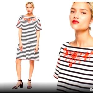Kate Spade Broome Street Striped Red Embroidered Dress. Size XS